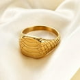 thumbnail image 3 of HIJONES Men's Stainless Steel Irregular Crackle Geometric Signet Ring Width Lucky Ring Band Gold Size 12, 3 of 5
