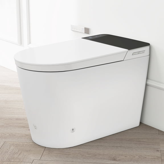Alvantor Tankless Smart Toilet w/ Built-in Bidet, Wider Bidet with Heated Seat, Auto Open & Close, Warm Water and Dry, Foot Sensor, Display, Remote Control, White