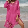 thumbnail image 5 of Dezsed Women's Summer Swimsuit Bikini 2025 Beach Swimwear Crochet Cover up for Swimwear Bathing Suit Hot Pink Free Size, 5 of 5