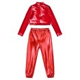 thumbnail image 4 of TiaoBug Kids Girls Jazz Street Dance Hip Hop Activewear Sequins Crop Top And Pants Sport Workout Outfit Red 16, 4 of 7