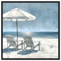 Waves and Whispers Canvas Modern Beach Art by Art Remedy, Black Frame, 16" x 16"