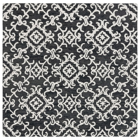 SAFAVIEH Blossom Odran Floral Area Rug, Black/Yellow, 6' x 6' Square