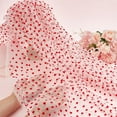 thumbnail image 3 of 2 Yards×63inch Red Flocking Heart White Lace Mesh Fabric Lightweight Tulle Lovely Velvet Heart Lace Trim Fabric, 3 of 9