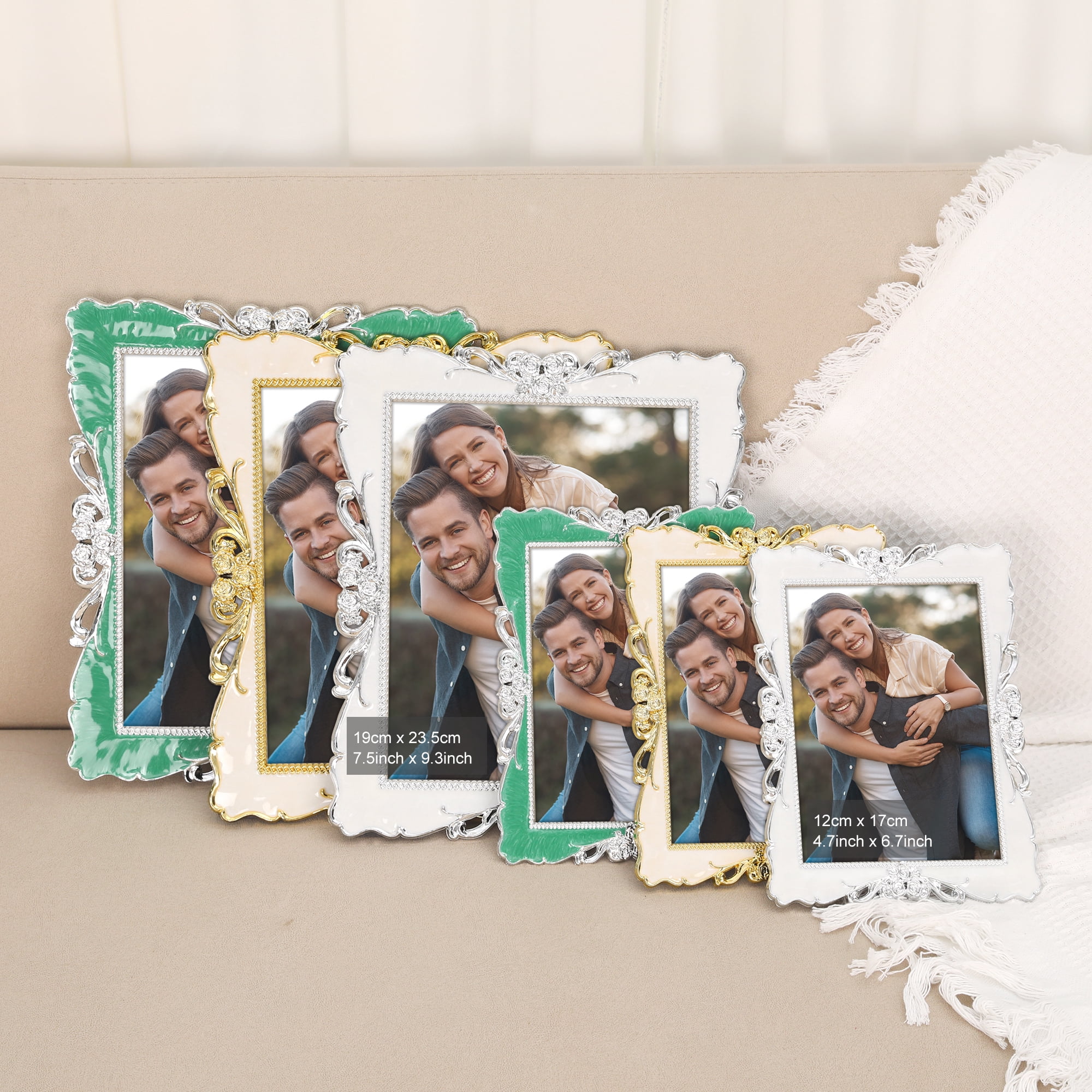 Unique Bargains Picture Frame Retro Plated Picture Frame Decorated Silver 7x10