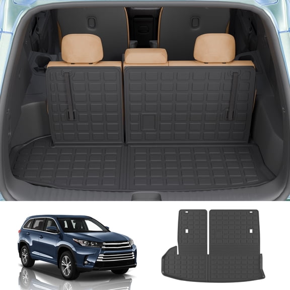 Bomely Cargo Mat Compatible with 2014-2019 Toyota Highlander Trunk Mat Cargo Mat Cargo Liner All Weather Back Seat Cover Protector 2018 Highlander Accessories (Trunk Mat with Backrest Mat)