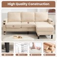 thumbnail image 4 of JONPONY 68.5" 3-seat combo sofa with storage ottoman for living room apartment bedroom and compact room, Upholstered sectional Couch，Beige, 4 of 14