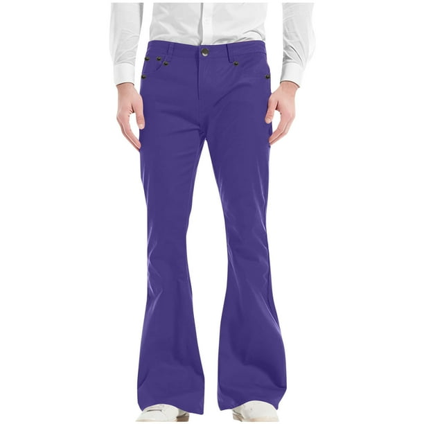 Pantalones largos para hombre, estilo casual, con bolsillos, cremallera y botones, estilo vintage, de poliéster.