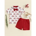 thumbnail image 2 of Suealasg Toddler Baby Boy Gentlemen Suit Outfits 1T 2T 3T 4T 5T Short Sleeve Tractor Print Down Collar Bowtie Shirt and Shorts Sets 2Pcs Summer Formal Wear for Kids Boy, 2 of 7