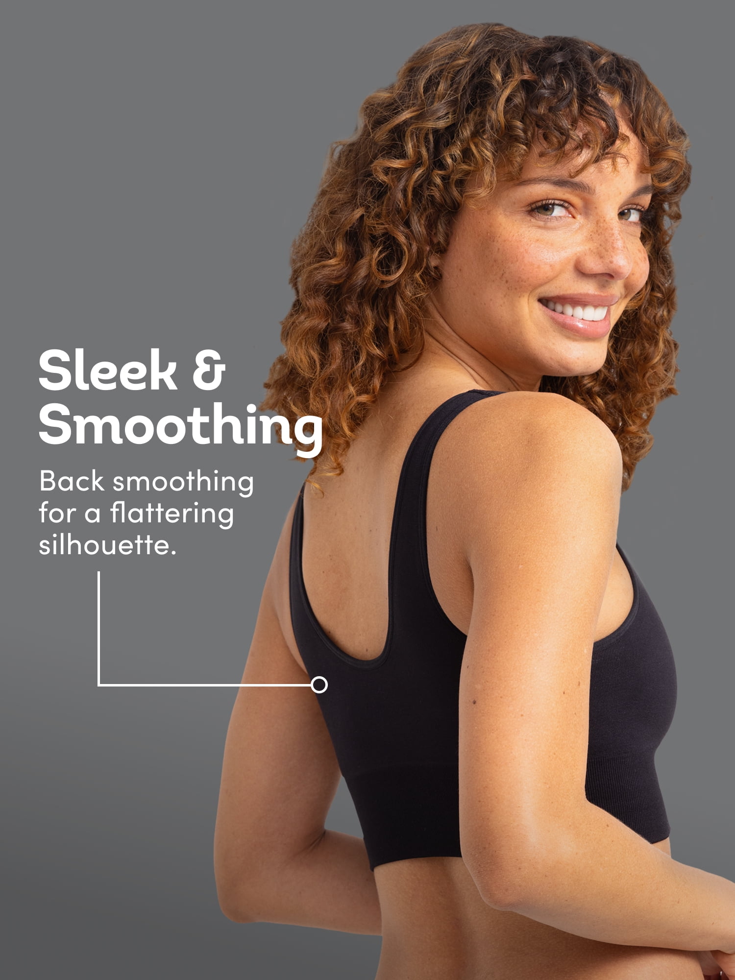 Fruit of the Loom Womens Seamless Comfy Longline Back Smoothing Bra, 2-Pack