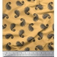 thumbnail image 1 of Soimoi Orange Modal Satin Fabric Black Sketch Paisley Printed Craft Fabric by the Yard 42 Inch Wide, 1 of 1