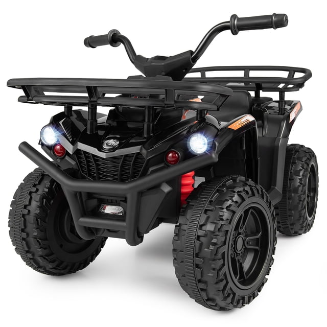 Costway Electric ATV for Kids, 24V Ride on Toy with Dual Motors & Basket, Dirt Quad Vehicle Black
