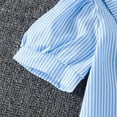 thumbnail image 7 of BLVB Girls Clothes 2 Piece Striped Print Puff Short Sleeve Button down Shirt Tops Wide Leg Pants Spring Summer Outfits 3-9Y, 7 of 7