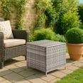thumbnail image 2 of Outdoor PE Wicker Side Table with Storage, Patio Rattan End Table Square Container for Furniture Covers, Toys and Gardening Tools, 2 of 12