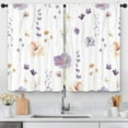 thumbnail image 4 of Wildflower Floral Flower Kitchen Curtains 27.5W x 39L Inch Purple Lavender Botanical Plant Leaves Blossom Spring Summer Rod Pocket Short Small Window Treatment Drapes Decor 2 Panels, 4 of 6