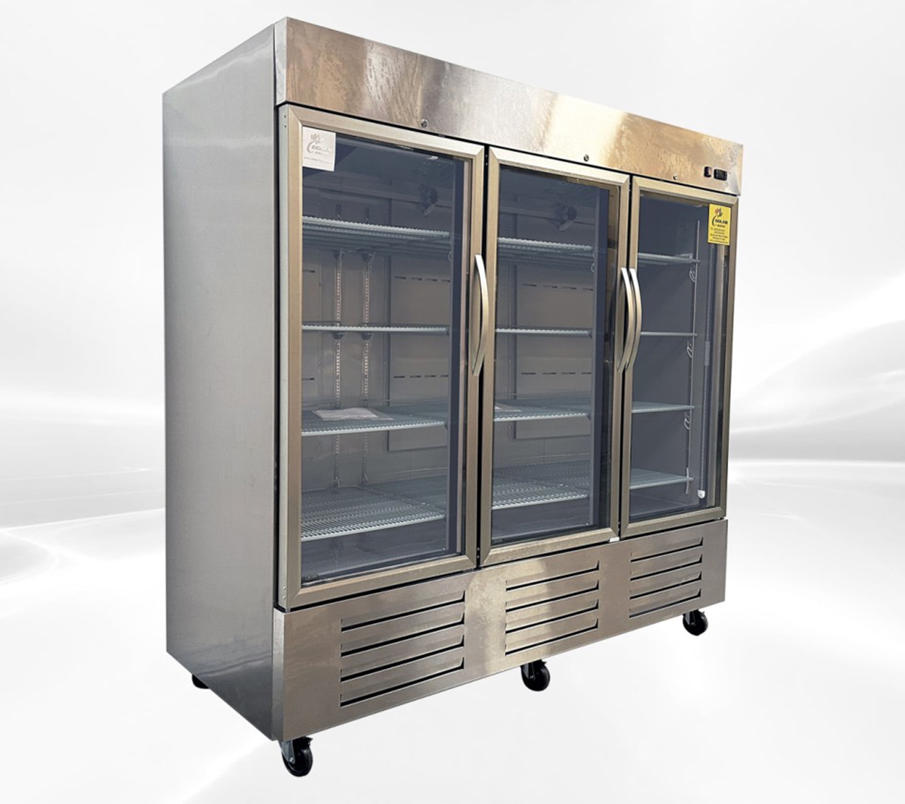 84in. 72 cu. ft. Commercial 3 Glass Door Stainless Steel Refrigerator, Reach-In Merchandiser Cooler, ETL Certified
