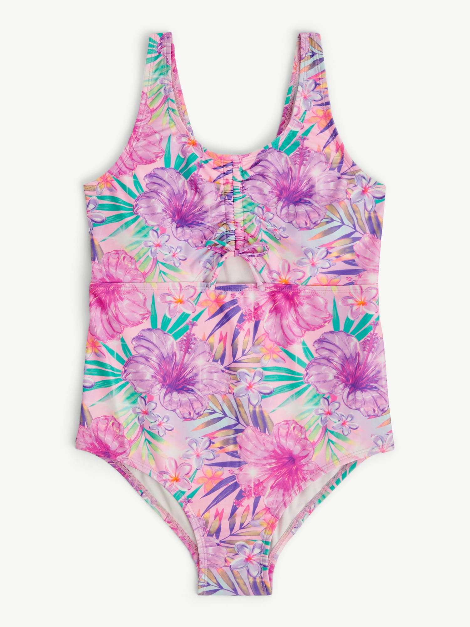 Justice Girls One Piece Center Cinched Swimsuit, sizes XS-XL