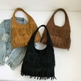 thumbnail image 4 of Stylago Slouchy Suede Shoulder Bags with Tassel Womens Underarm Tote Bag Work Purses Ladies Travel Handbag for Winter Fall Brown, 4 of 5