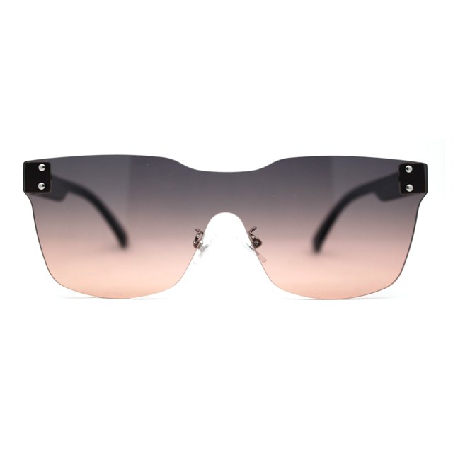 Panel Shield Lens Horned Rimless Large Sunglasses Slate Peach Smoke