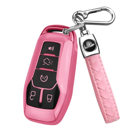 For Ford Key Fob Cover with Keychain, Shell Compatible with Ford Explorer F150 Lincoln MKC MKX MKZ Fusion Mustang Edge Remote Key Vehicle Accessories