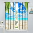 thumbnail image 6 of Beach Curtains for Kitchen,Tropical Island Sea Beach Waves Summer Green Palm Leaves Nature Landscape Print Rod Pocket Window Treatments Drapes for Bedroom Kitchen Bathroom84x84in, 6 of 6