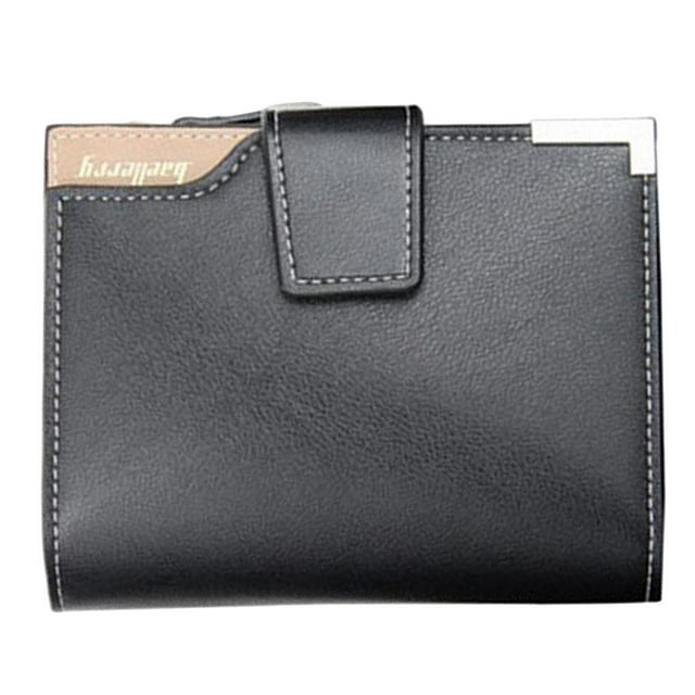 Cartera de cuero con botón y cremallera para hombre, cartera estándar
