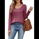 thumbnail image 1 of Camisa de Larga con Cuello en V para Mujer, Túnica de Otoño, Suéter Informal Elegante, Ropa y . Vino Tinto S, 1 of 9