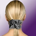 thumbnail image 4 of Velvet Scrunchies Jumbo Size Plush Big Ponytail Holders Thick Braided Locked Hair Big Made in the USA Gray, 4 of 7