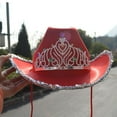 thumbnail image 3 of Prolriy Cowboy Hat Women's Sequin Crown Cowboy Hat Western Cowboy Hats for Women Red, 3 of 5