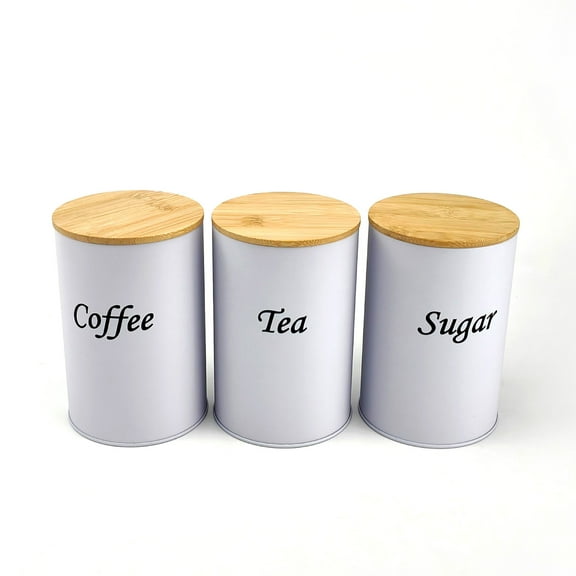 Modern Bamboos Cover And Iron Canister For Loose Teas Coffee and Candy Storage Container Jar Kitchen Organizers