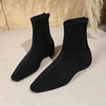 thumbnail image 5 of HAPIMO Women Ankle Boots Square Toe Flat Heel Rear Zipper Stretch Suede‑like Upper Footwear For Evening Dates And Urban Daily Outings Black 36, 5 of 9
