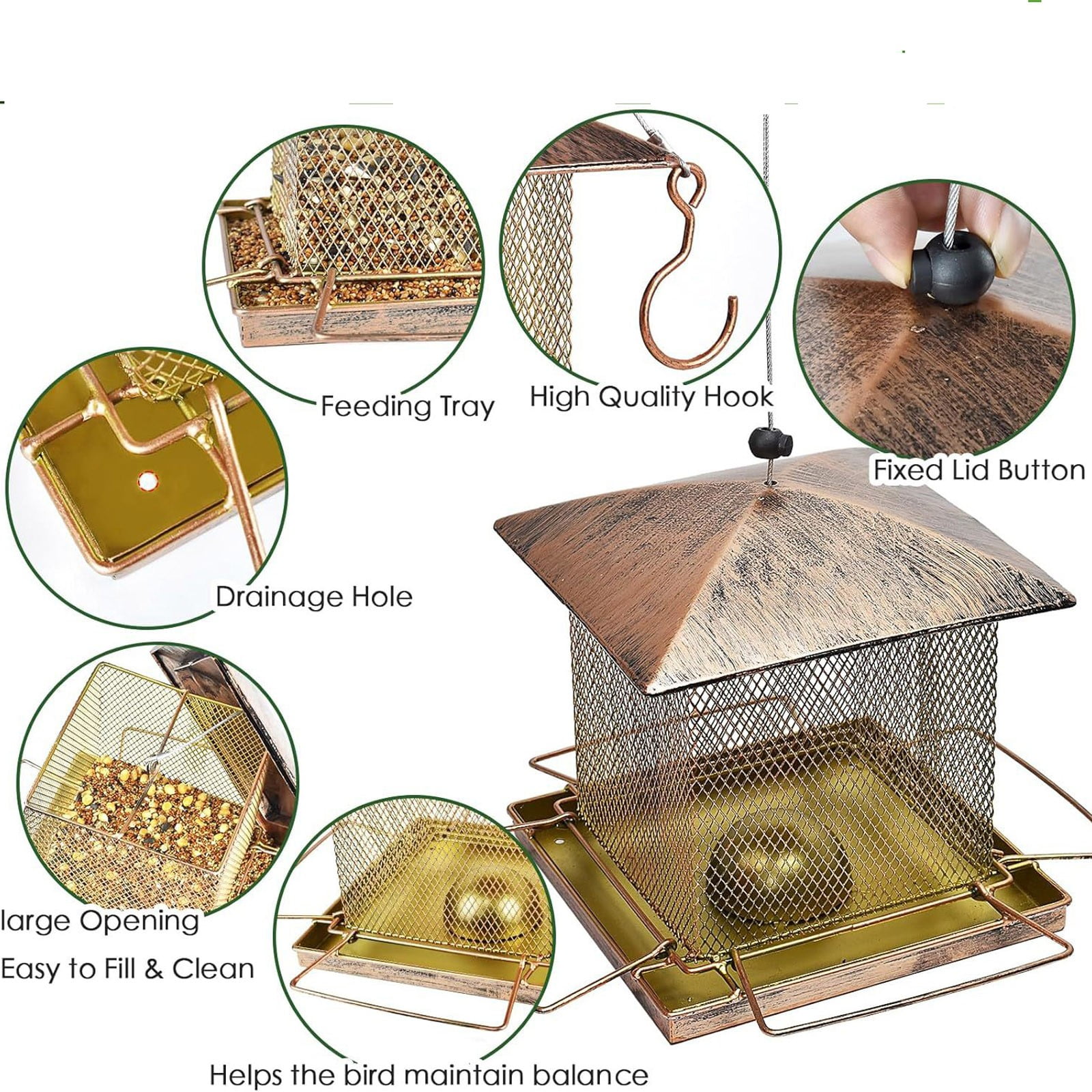 Hmsavn Hanging Standing Outdoor Garden Bird Feeding Supplies Feeders Hummingbird Feeders Gardening Tools