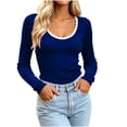 thumbnail image 2 of Vivianyo HD Women's Scoop Neck Slim Fit Tees Shirts, Casual Spring Fall Long Sleeve Tops for Women, Sizes S-2XL, 2 of 5