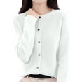 thumbnail image 2 of Resicozy Womens Cropped Cardigan Sweaters Lightweight Crew Neck Button Down Cardigans Open Front Long Sleeve Sweater White XL, 2 of 6