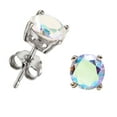 thumbnail image 4 of Aurora Borealis CZ Earrings Rhodium Plated .925 Sterling Silver Solitaire Stud Earrings 7MM, 4 of 4
