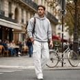 thumbnail image 6 of Dweltoz Men's Baggy Cargo Sweatpants Oversized Loose Fit Wide Leg Elastic Waist Drawstring Casual Pants with Pockets,White 3XL, 6 of 7