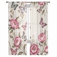 thumbnail image 6 of Pink Spring Floral Sheer Curtains 63 Inch Length 2 Panels Set, Semi Transparent Voile Rod Pocket Curtains for Living Dining Room Bedroom Drapes Farmhouse Flowers Butterflies Botanical, 6 of 8