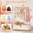 thumbnail image 4 of Kids Clothing Rack with Storage Shelf, Kids Dress Up Rack Storage for Coats, Small Baby Garment Rack for Hanging Clothes, Toddler Wardrobe Closet Organizer for Kids (Classic, Pink), 4 of 7
