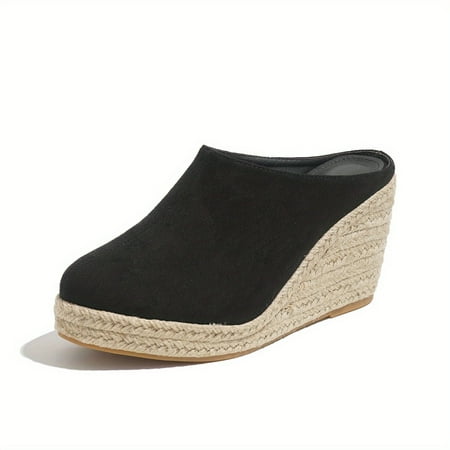 

Women s Espadrille Wedge Sandals Comfy Closed Toe Backless Slip On Heels Casual Summer Backless Sandals Wedge Sandals