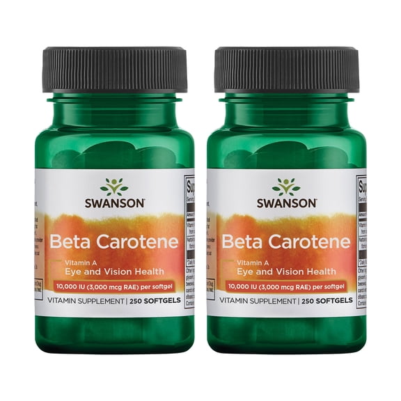 Swanson Beta-Carotene - Vitamin A Supplement Promoting Immune Health, Eye & Skin Health - Natural Wellness Formula - (250 Softgels, 3000mcg Each) (2 Pack)