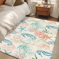 thumbnail image 5 of Teal Red Coastal Area Rugs Collection 3'x5', Nautical Seahorse Beach Coral Starfish Retro Non Slip Indoor Rectangle Throw Runner Rug Floor Mat Carpet for Living Room Dining Table Bedroom Nursery, 5 of 9