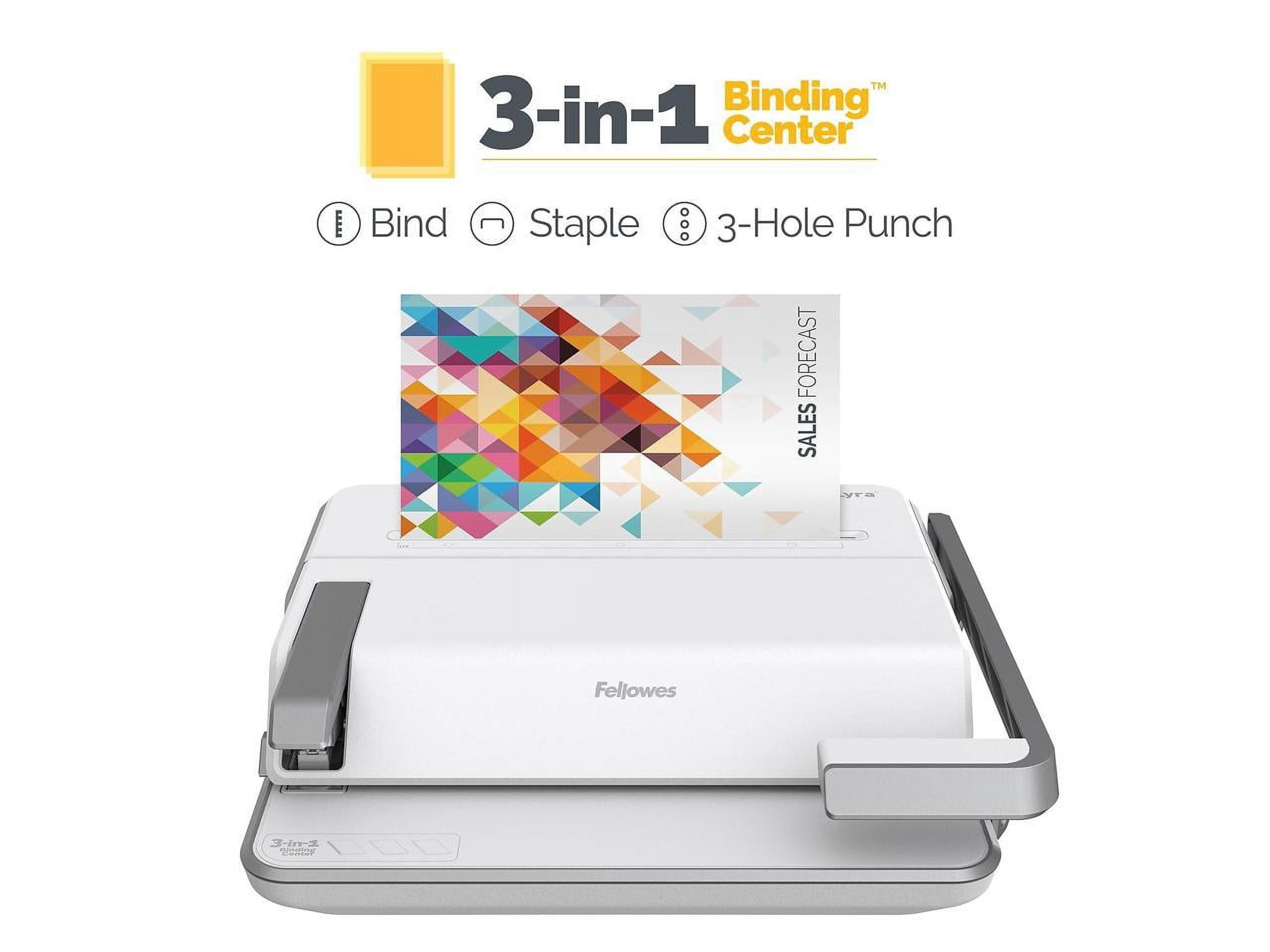 Fellowes Lyra 3-in-1 20 Sheets Punched Comb Binding Machine with Document, White/Gray