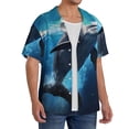 thumbnail image 2 of Yiaed Ice Blue Ocean Cute Dolphin Print Mens Casual Wrinkle Free Shirts Short Sleeve Button Down Summer Stretch Dress Shirt-3X-Large, 2 of 5