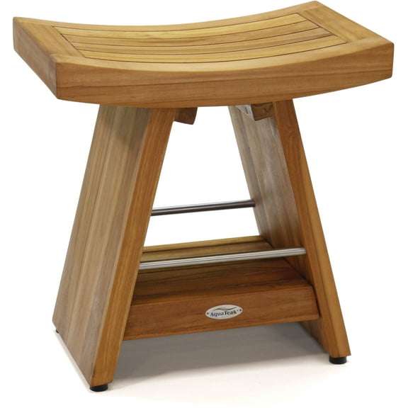 Patented 18" Asia® Teak & Stainless Shower Bench with Shelf
