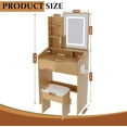 thumbnail image 6 of Montary 23.62" Small Makeup Vanity Table with LED-Illuminated Mirror, Power Outlet, Hairdryer Holder & Stool – Compact Dressing Desk for Small Space Bedrooms(Wood), 6 of 8
