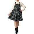 thumbnail image 2 of Unique Bargains Women's Plus Size Overall Pinafore Adjustable Straps Swing Short Dress 4X Black White, 2 of 6