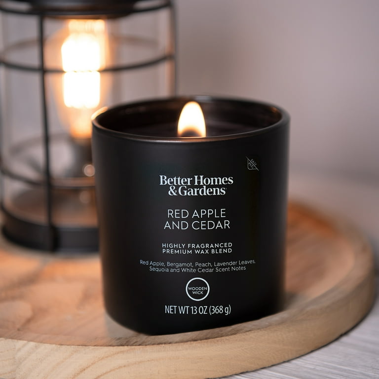 Better Homes & Gardens 13oz Red Apple and Cedar Wooden Wick Jar