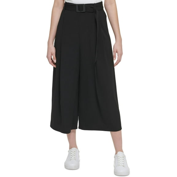 Calvin Klein Womens High Rise Cropped Wide Leg Pants
