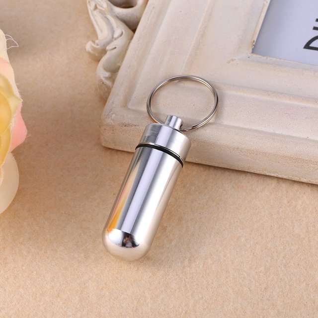 Medicine Perfume Container Mini Medicine Box Silver Medicine Container Aluminum Medicine Case Travel Pill Box WaterProof Mini Keychain Tablet Storage Box Case Medicine Perfume