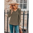 thumbnail image 2 of Weardear Puffy Sleeves Knit Tops for Women Long Sleeve Soft Sweater Pullover V Neck Lightweight Blouse, 2 of 5
