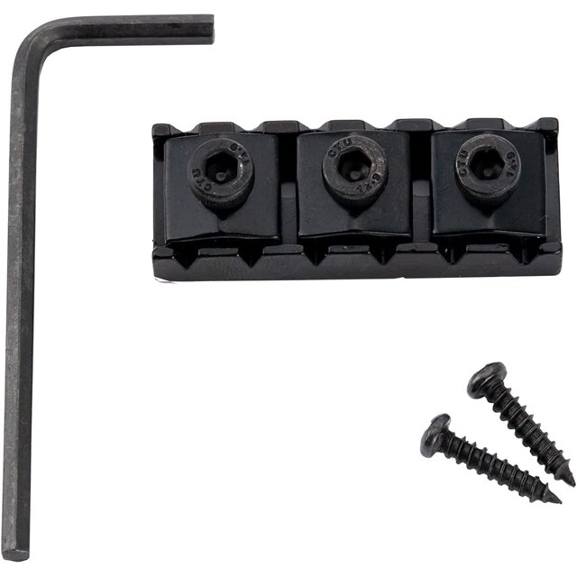 Pro 43mm Steel Guitar Locking Nut R3 String Lock for Floyd Rose Double Locking tremolo System Bridge Electric Guitar Replacement, Black